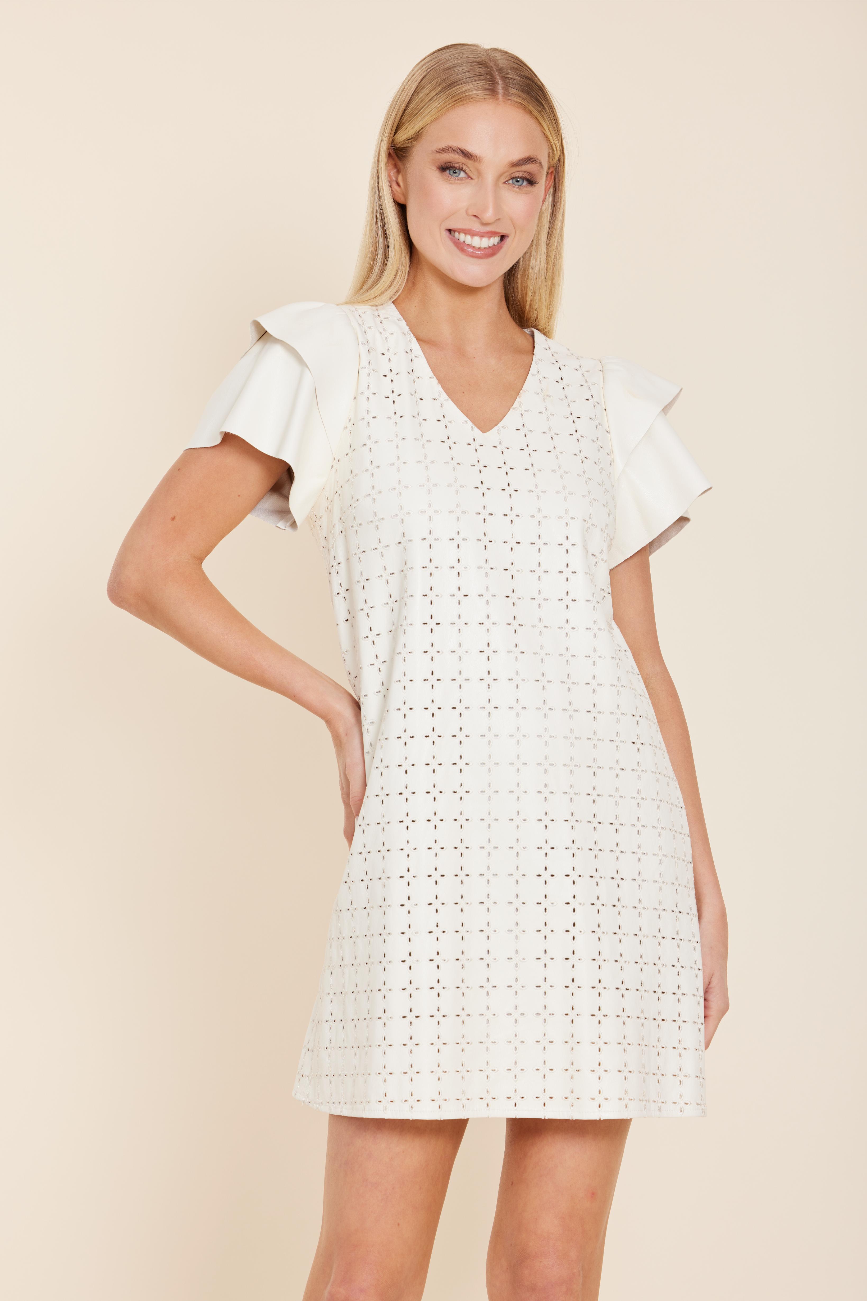 Faux Leather Embroidered Dress