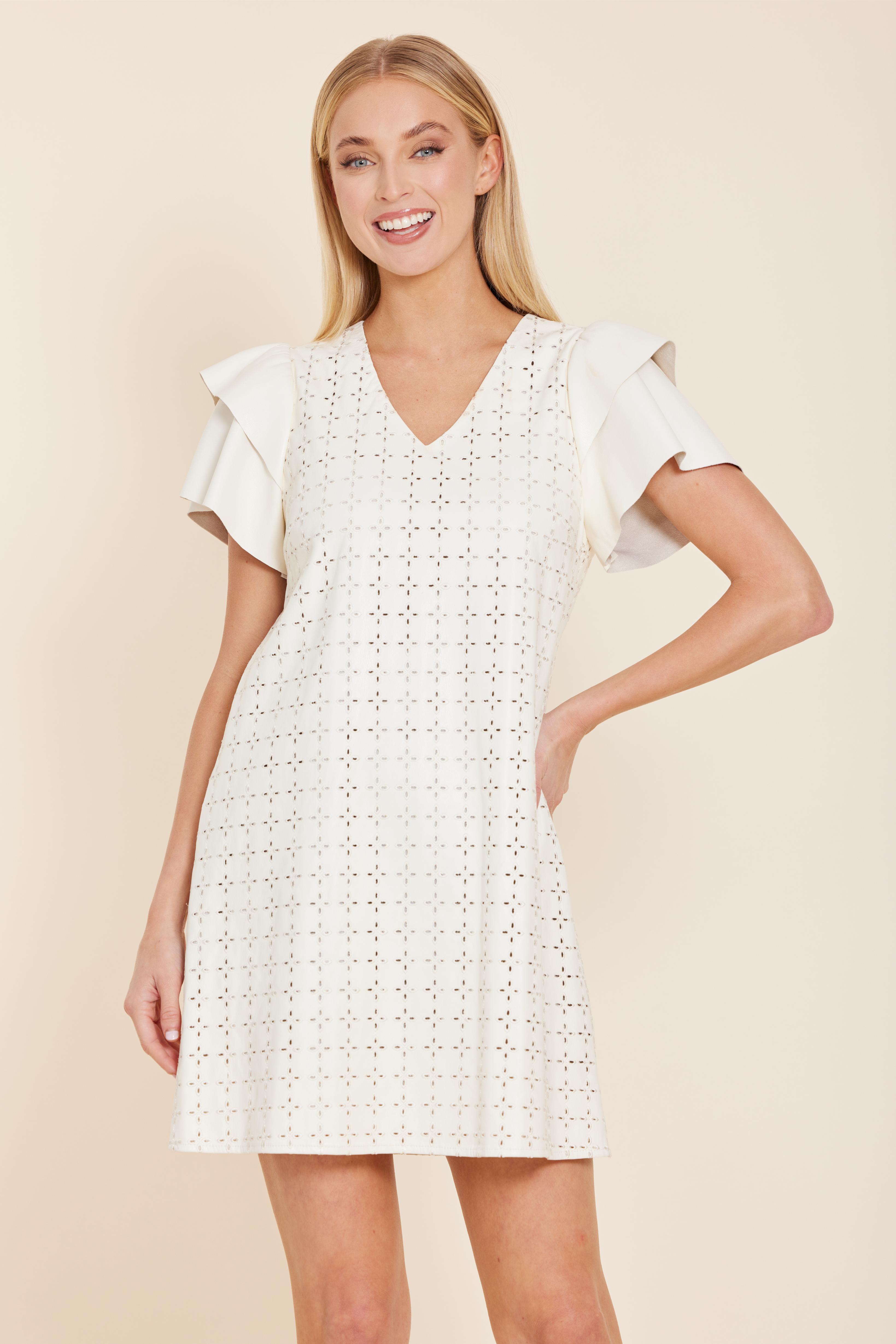 Faux Leather Embroidered Dress