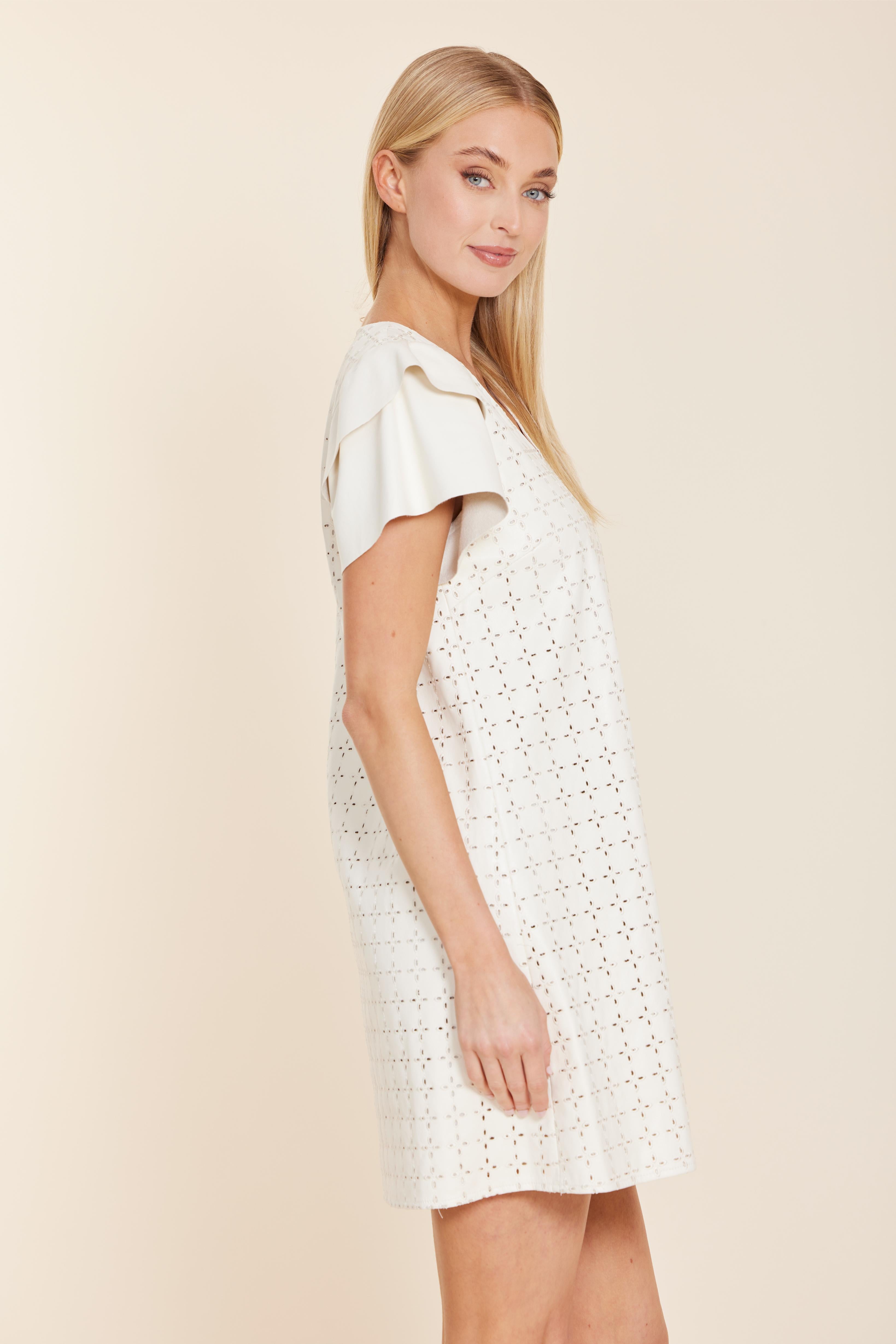 Faux Leather Embroidered Dress