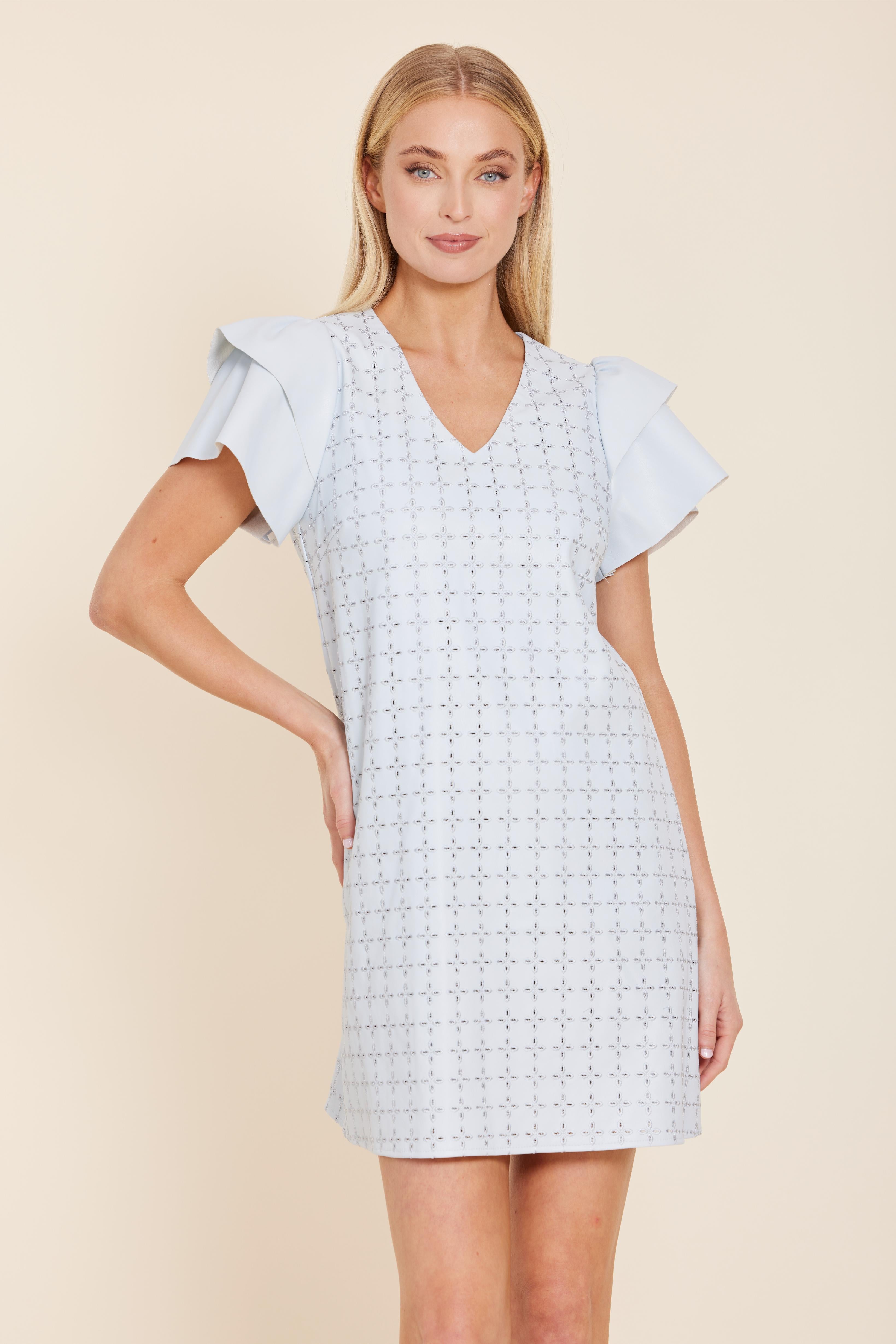 Faux Leather Embroidered Dress