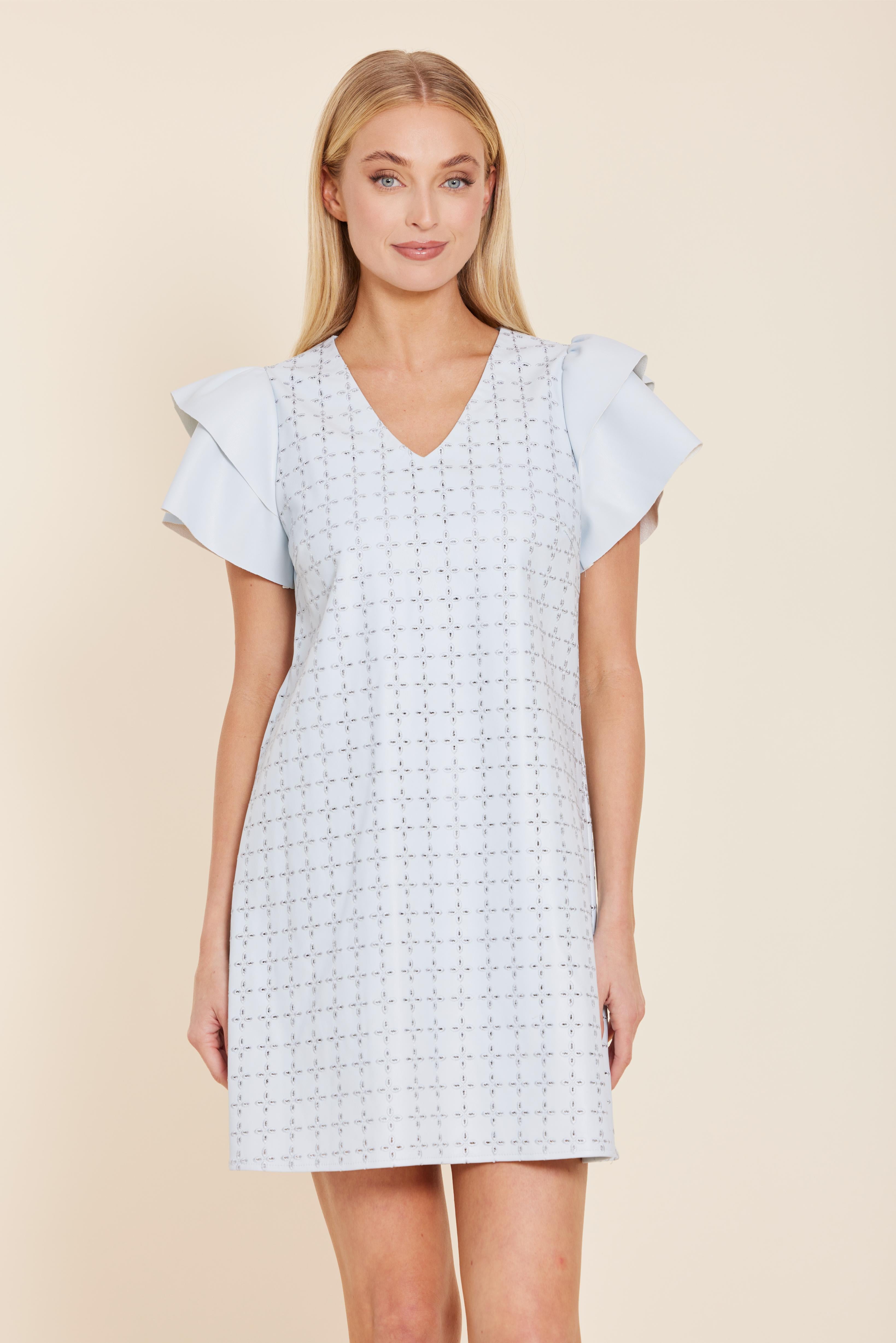 Faux Leather Embroidered Dress