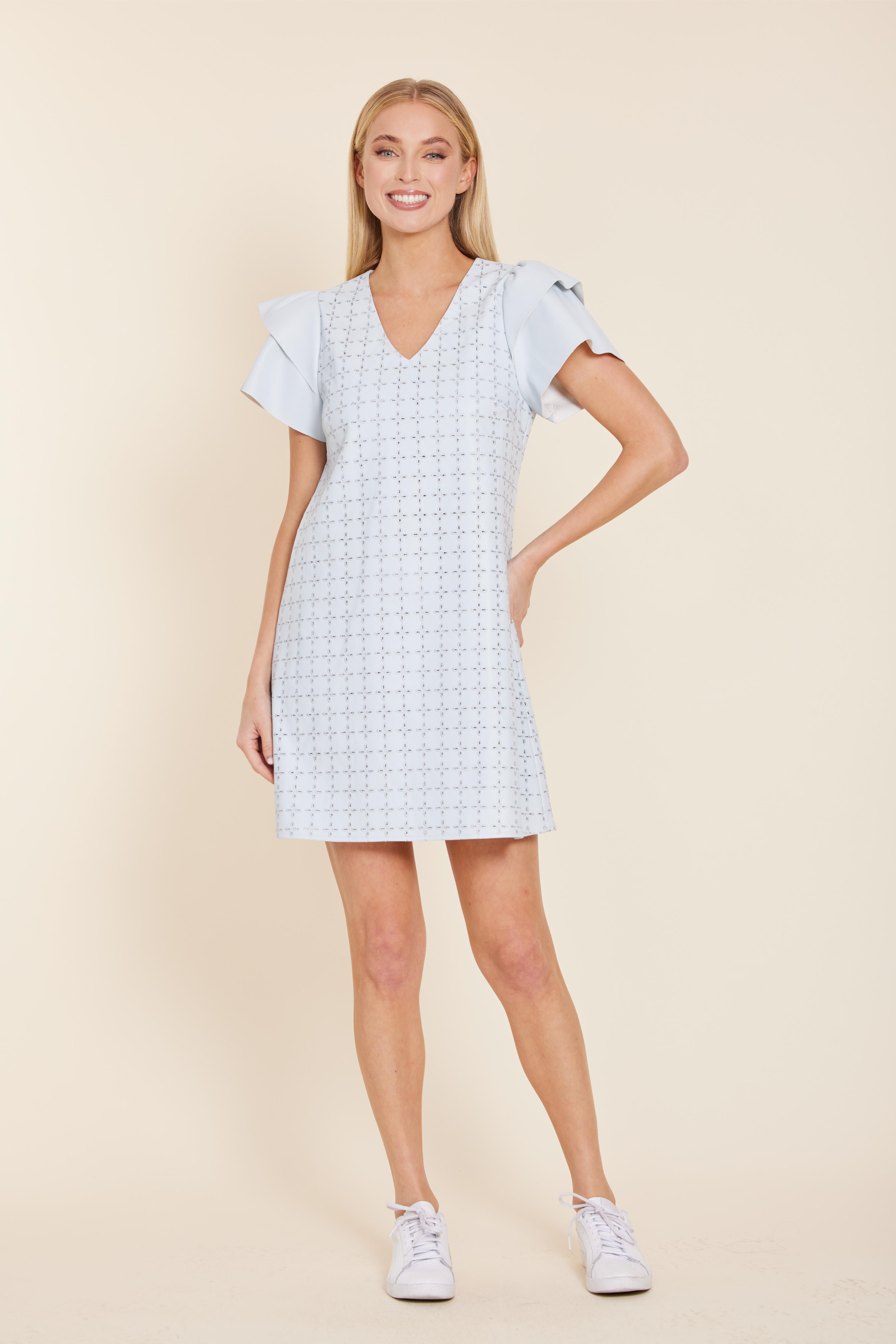 Faux Leather Embroidered Dress