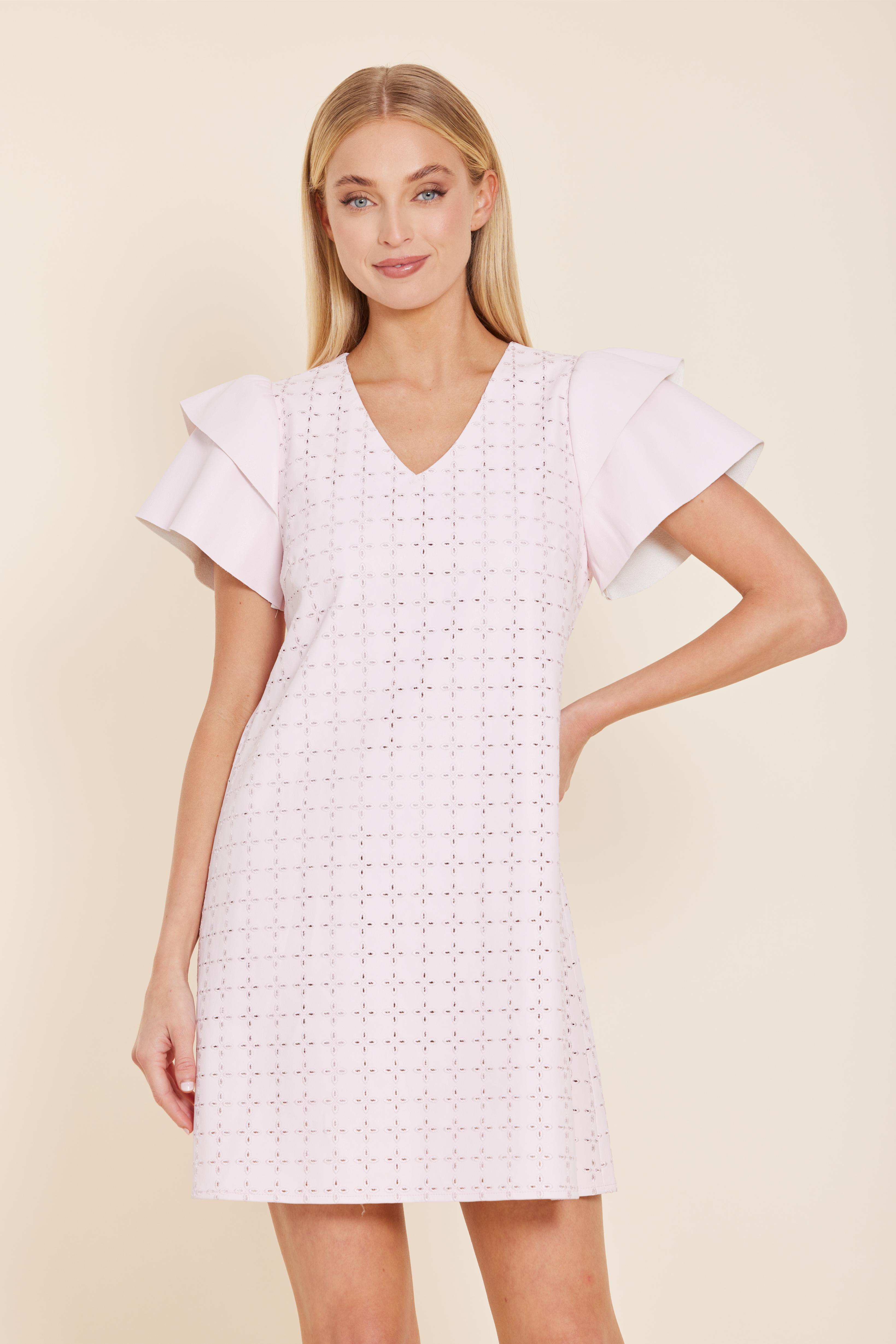 Faux Leather Embroidered Dress