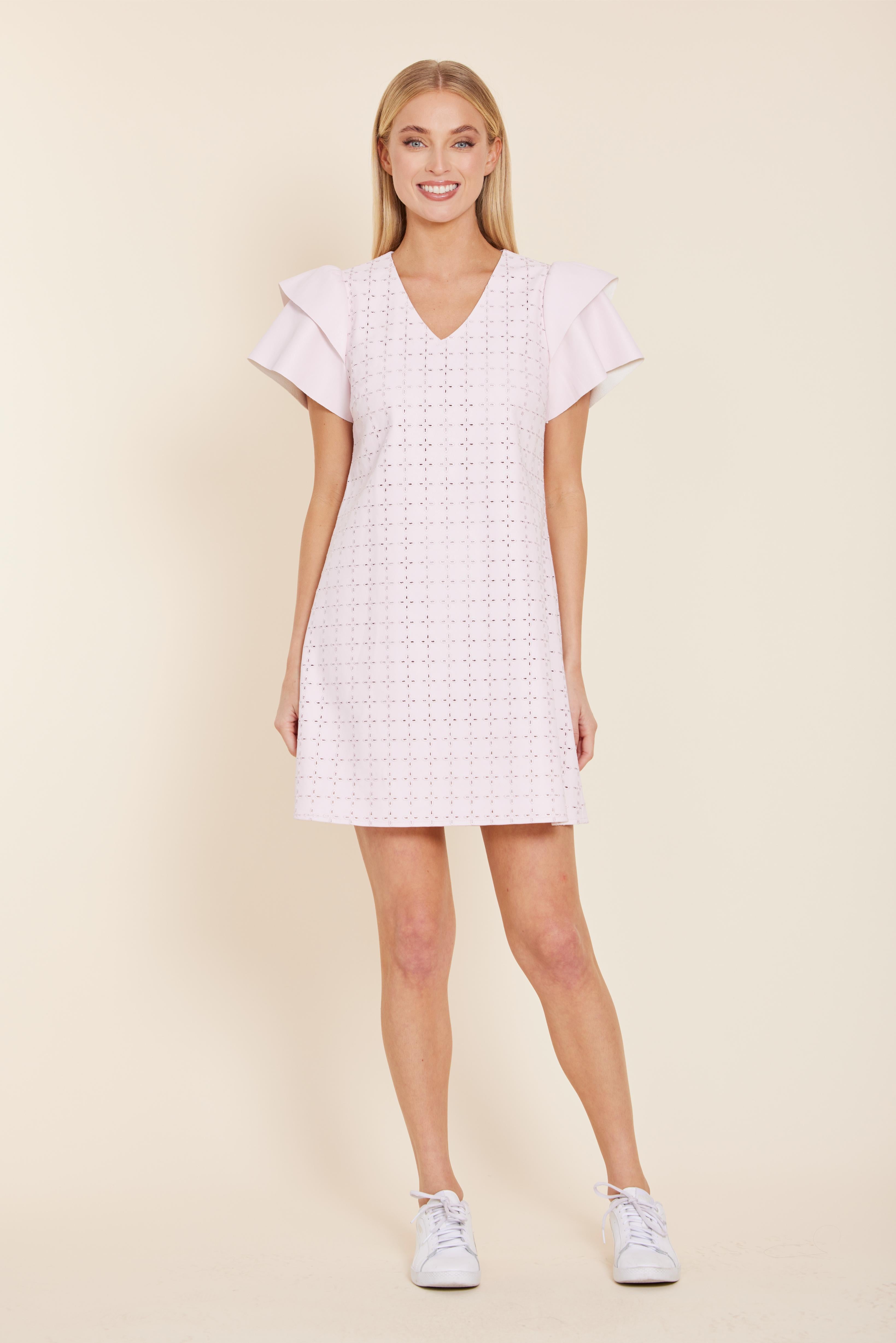 Faux Leather Embroidered Dress