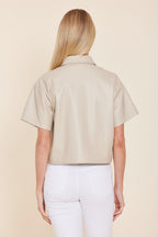 Faux Leather Floral Cutout Top