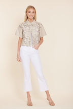 Faux Leather Floral Cutout Top