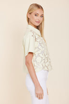 Faux Leather Floral Cutout Top