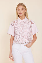 Faux Leather Floral Cutout Top
