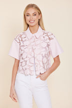Faux Leather Floral Cutout Top