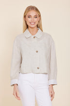 Linen Jacket with Pinstripe Cuff