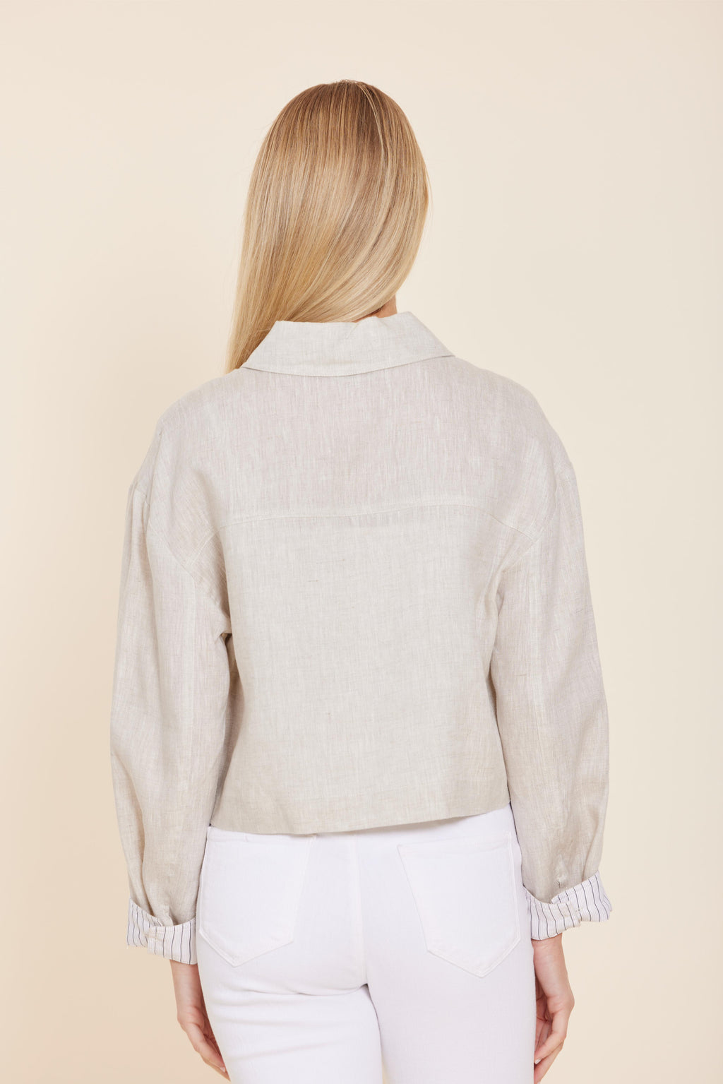 Linen Jacket with Pinstripe Cuff