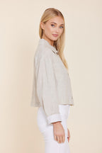 Linen Jacket with Pinstripe Cuff