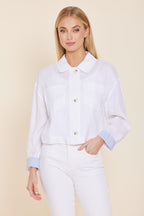 Linen Jacket with Pinstripe Cuff