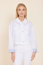 Linen Jacket with Pinstripe Cuff