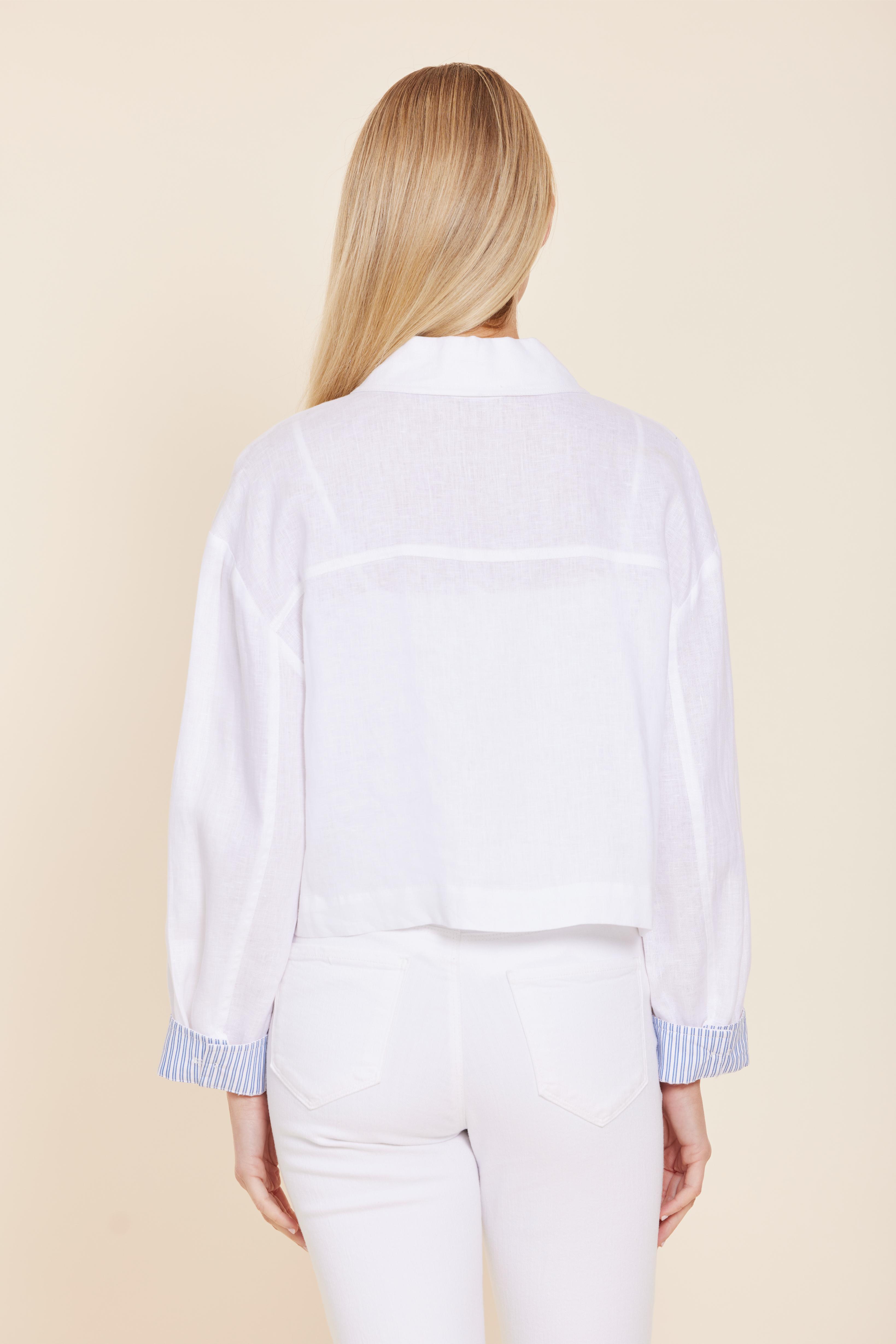 Linen Jacket with Pinstripe Cuff