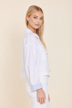 Linen Jacket with Pinstripe Cuff