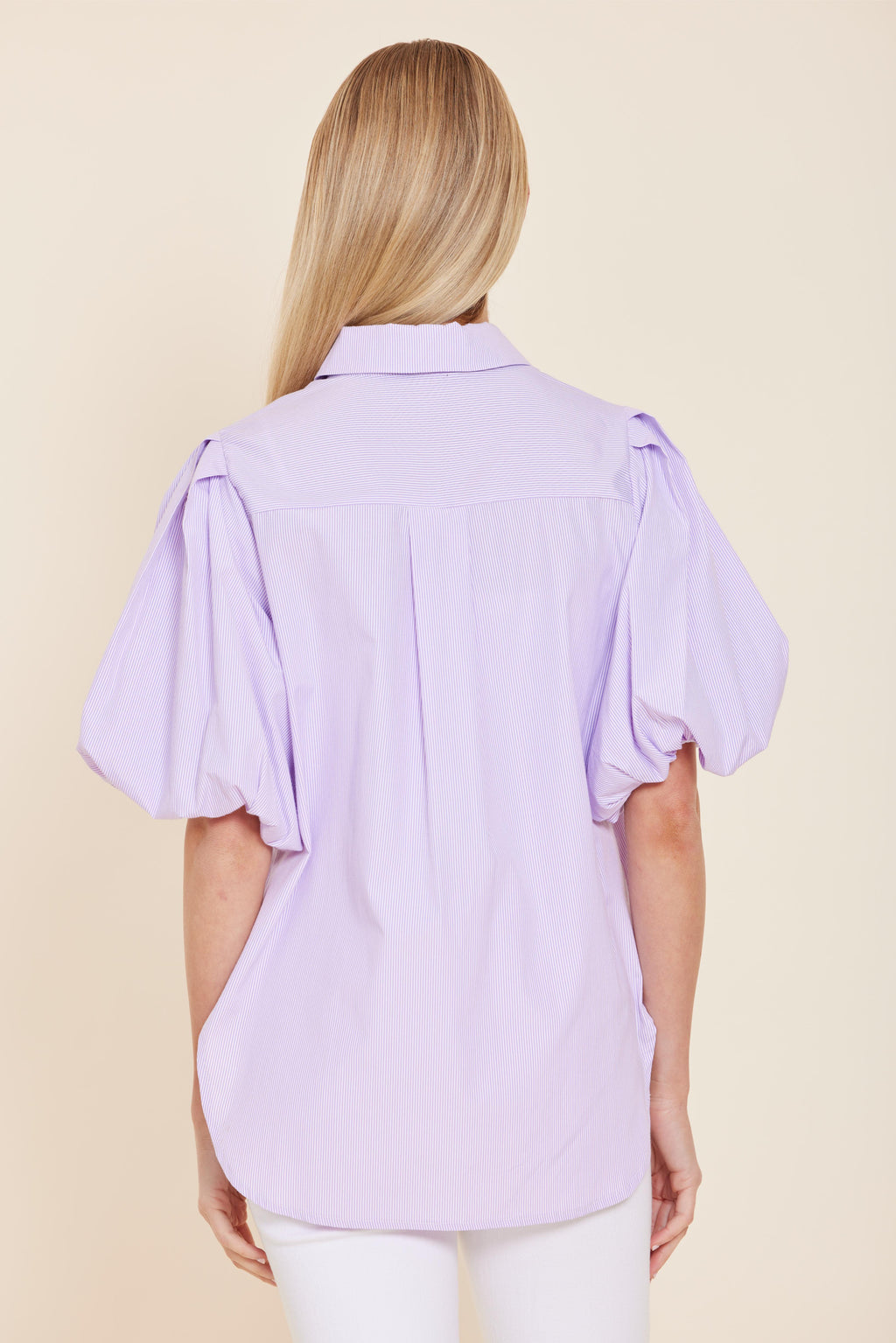 Poplin Puff Shoulder Top