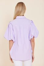 Poplin Puff Shoulder Top