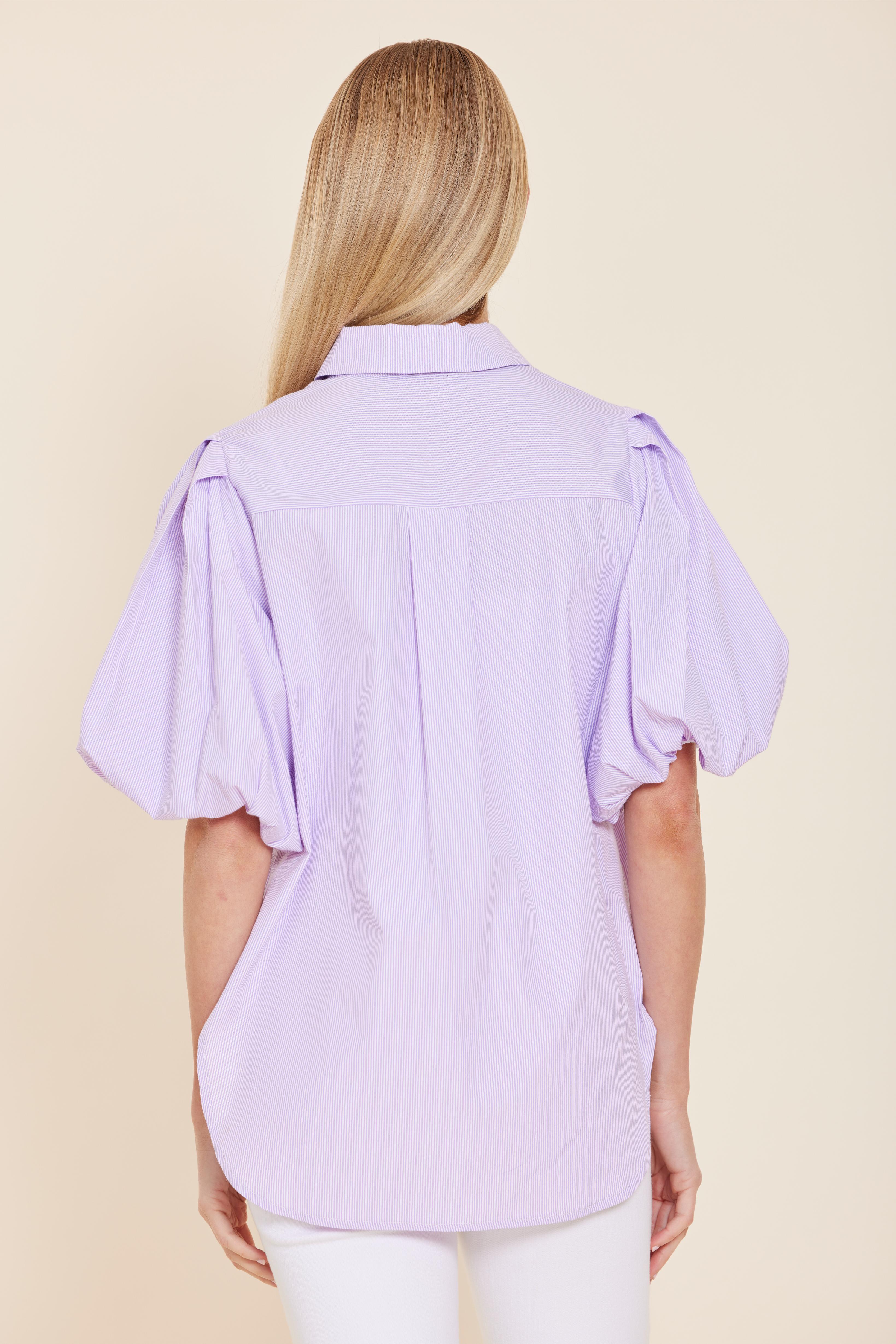 Poplin Puff Shoulder Top