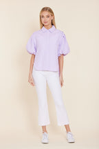Poplin Puff Shoulder Top