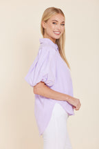 Poplin Puff Shoulder Top