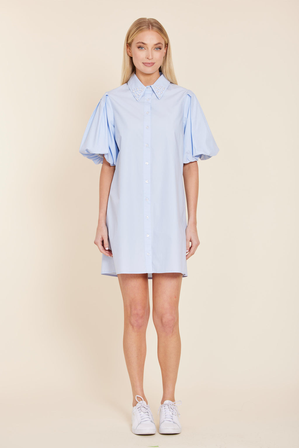 Poplin Pearl Embellished Dress