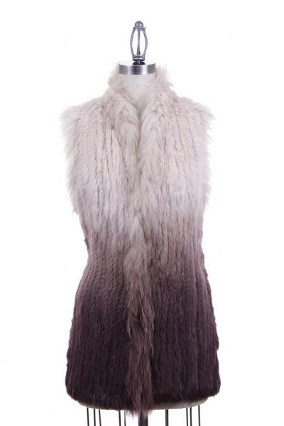 Ombre Raccoon & Rabbit Fur Vest