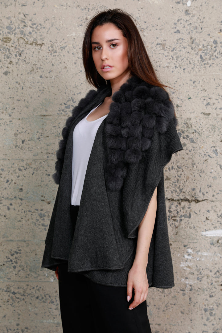 Load image into Gallery viewer, Shawl Collar Vest with Fur Pom Poms
