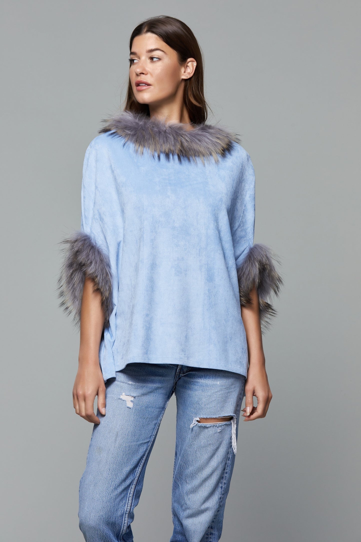 Load image into Gallery viewer, Faux Suede Poncho
