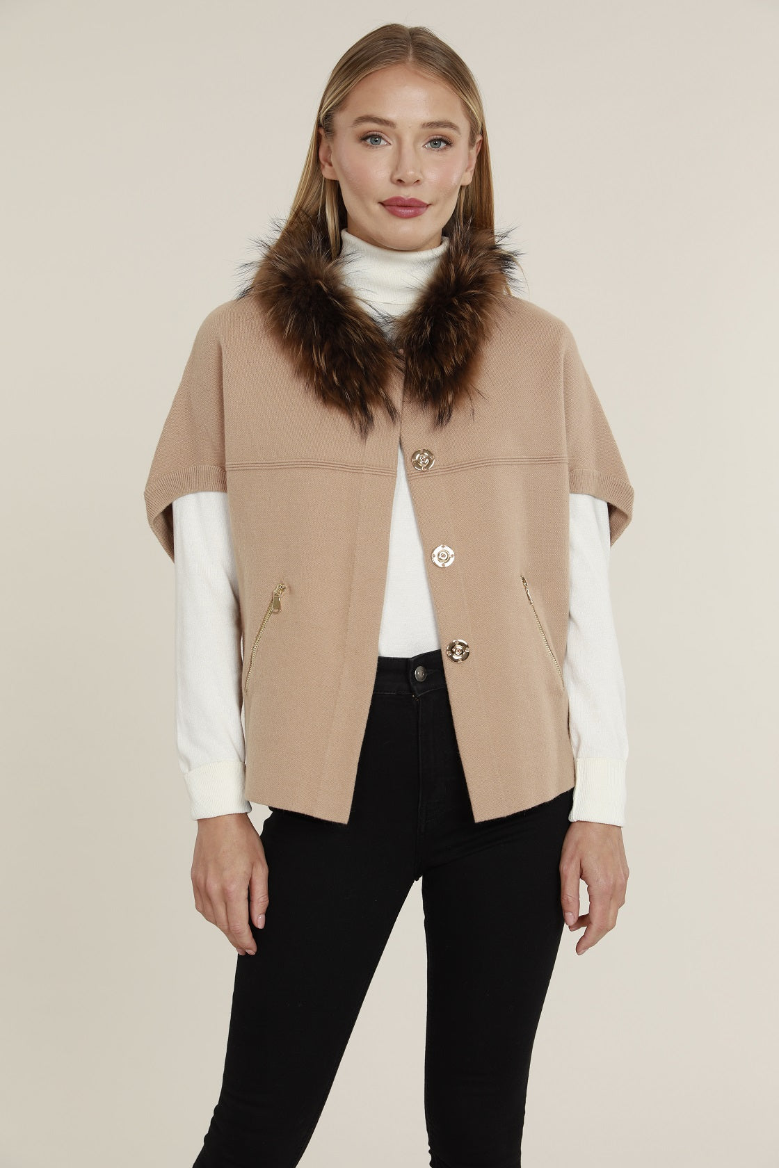 Natural Fur Collar Short Sleeve Cardigan – Dolce Cabo