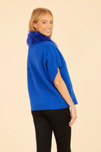 Faux Fur Collar Short Sleeved Cardigan