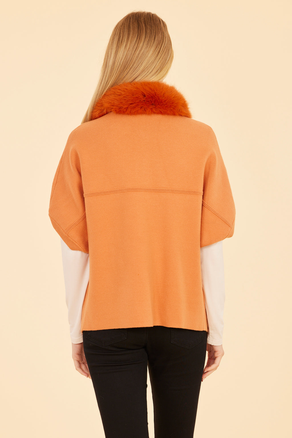 Faux Fur Collar Short Sleeved Cardigan