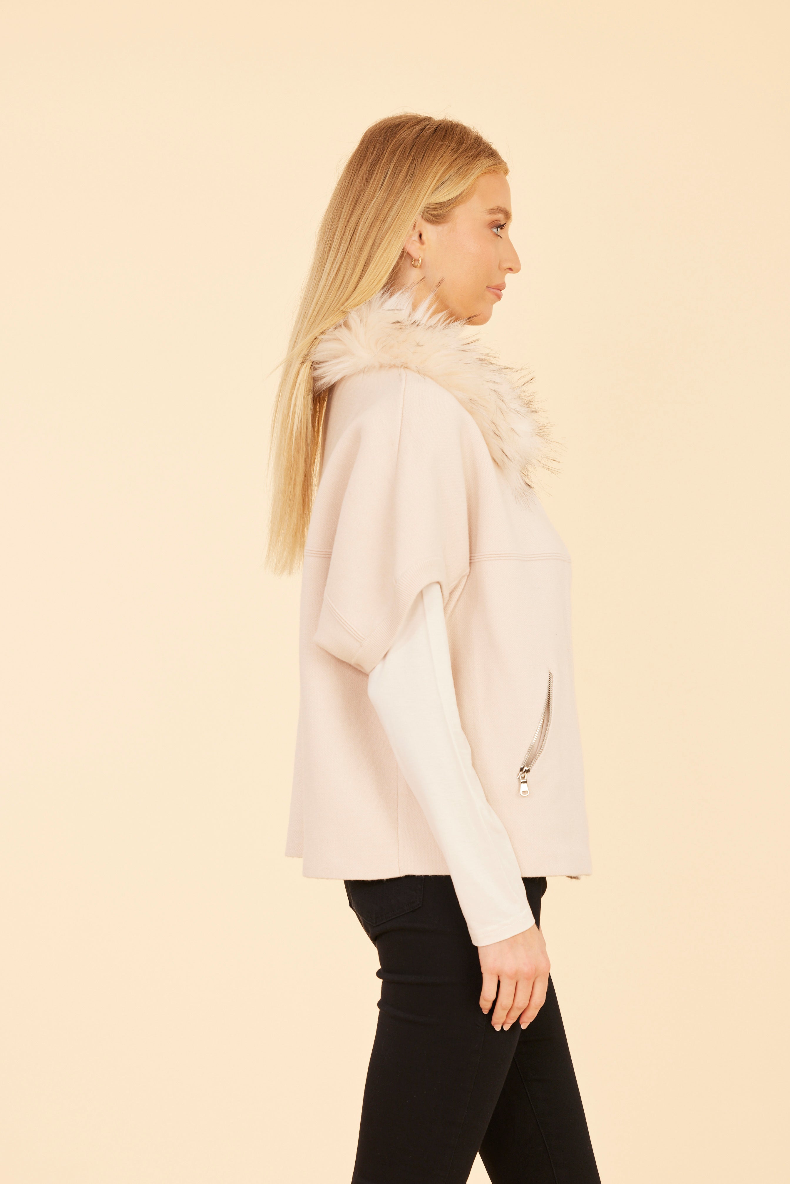 Faux Fur Collar Short Sleeve Cardigan – Dolce Cabo