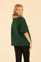 Faux Fur Collar Short Sleeved Cardigan