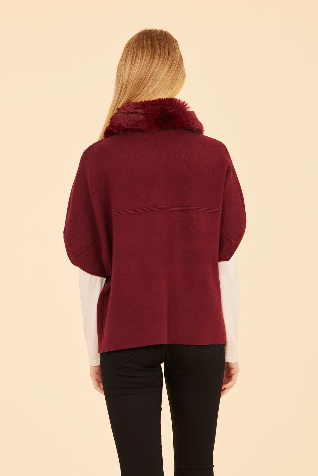 Faux Fur Collar Short Sleeved Cardigan