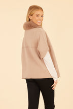 Faux Fur Collar Short Sleeved Cardigan