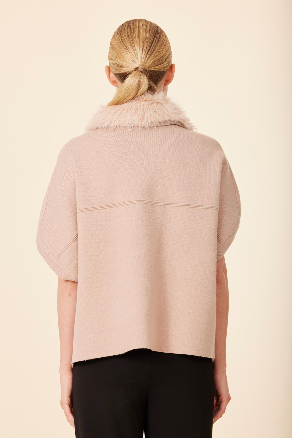 Metallic Faux Fur Trimmed Cocoon Cardigan