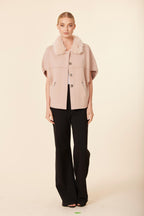 Metallic Faux Fur Trimmed Cocoon Cardigan