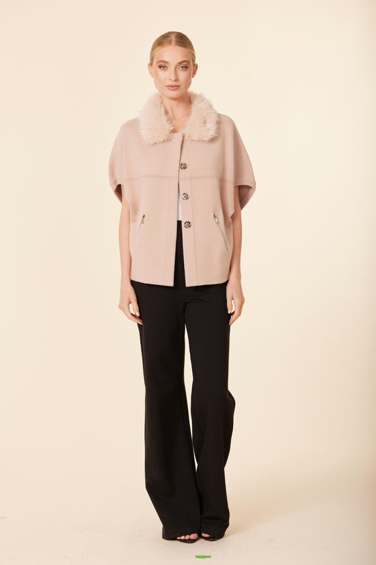 Metallic Faux Fur Trimmed Cocoon Cardigan