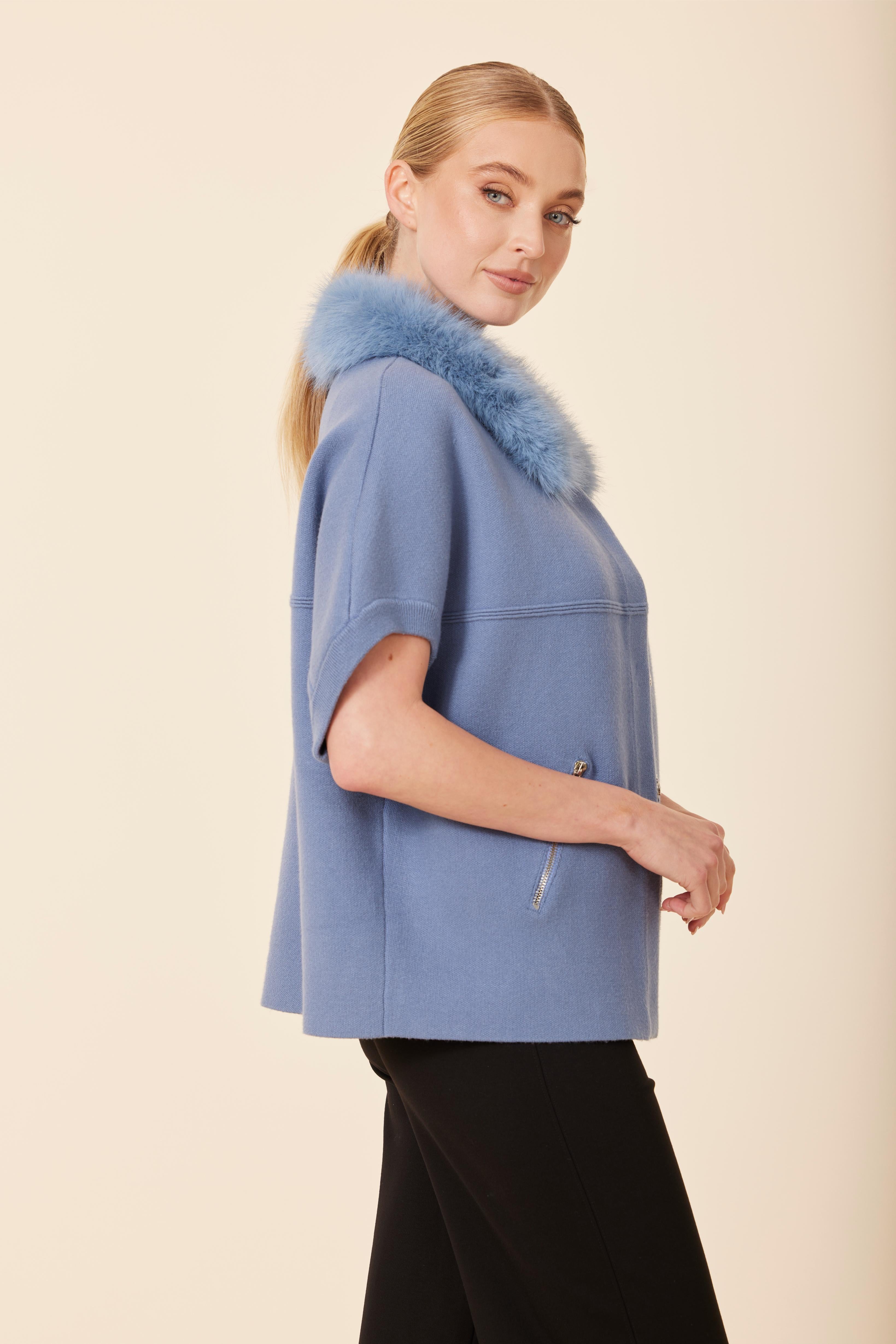 FW'25 Faux Fur Trimmed Cocoon Cardigan