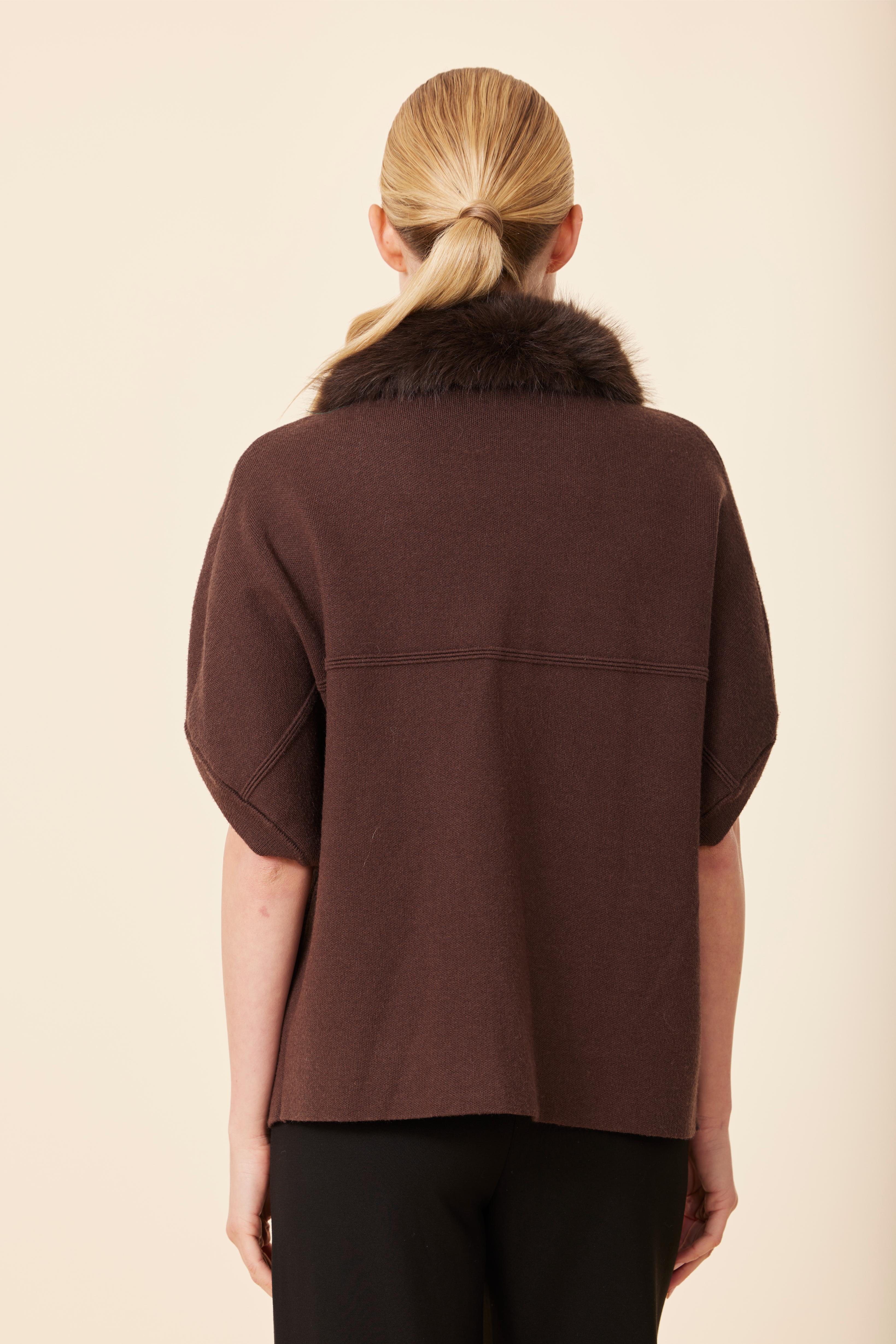 FW'25 Faux Fur Trimmed Cocoon Cardigan