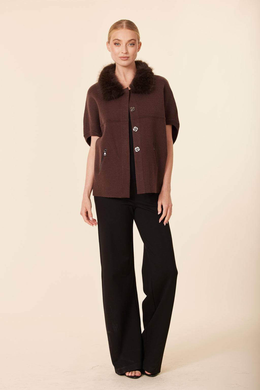 FW'25 Faux Fur Trimmed Cocoon Cardigan