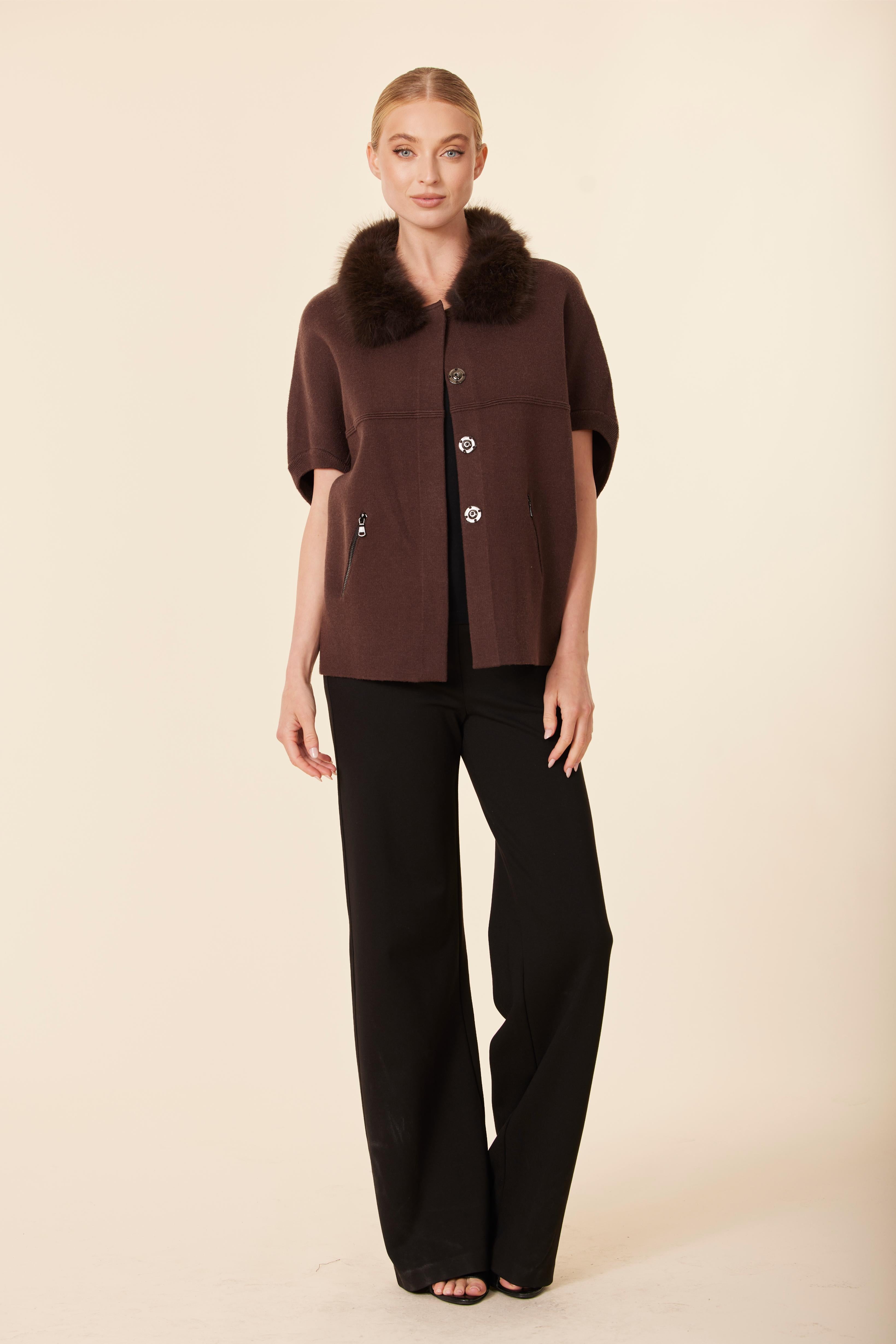 FW'25 Faux Fur Trimmed Cocoon Cardigan