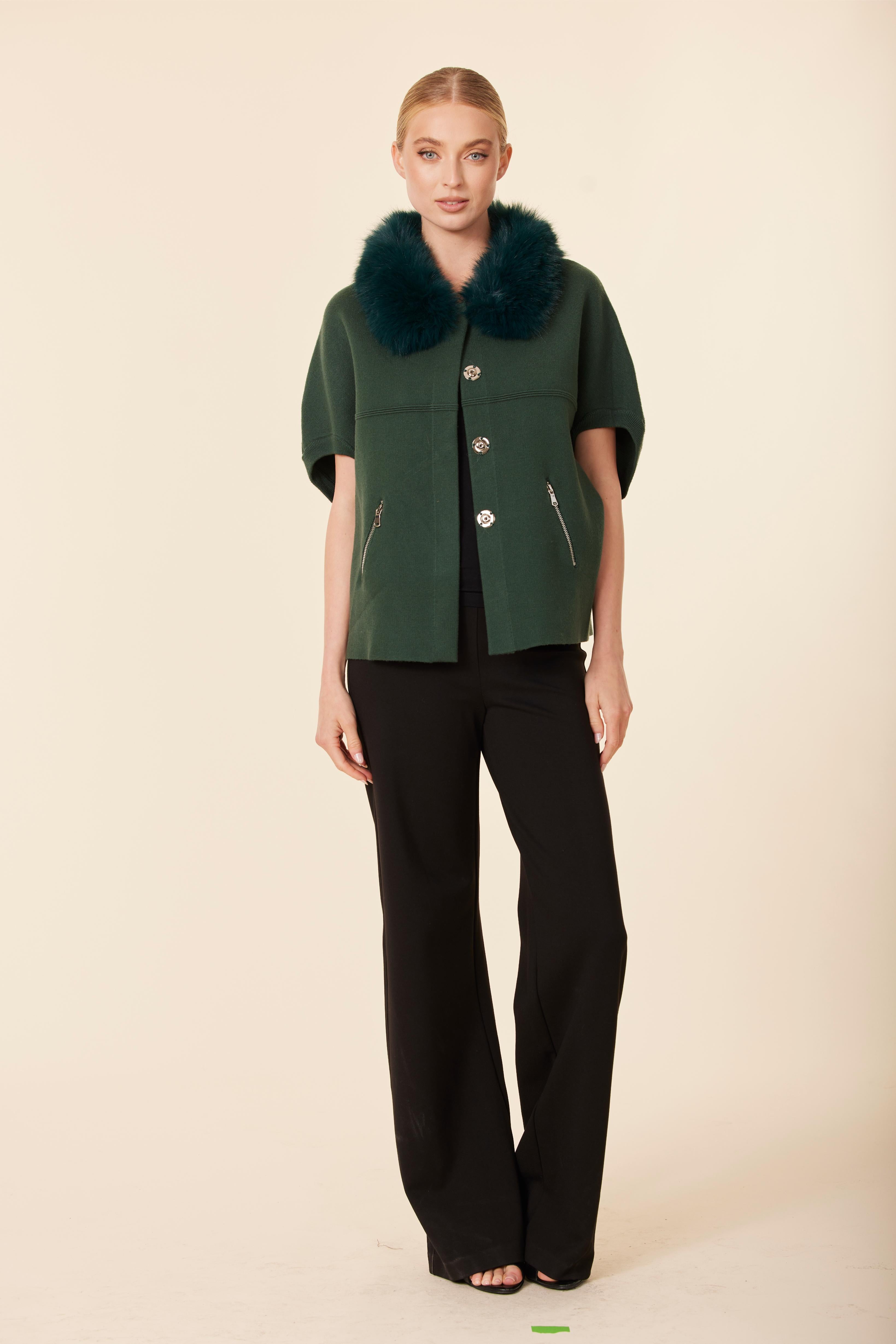 FW'25 Faux Fur Trimmed Cocoon Cardigan