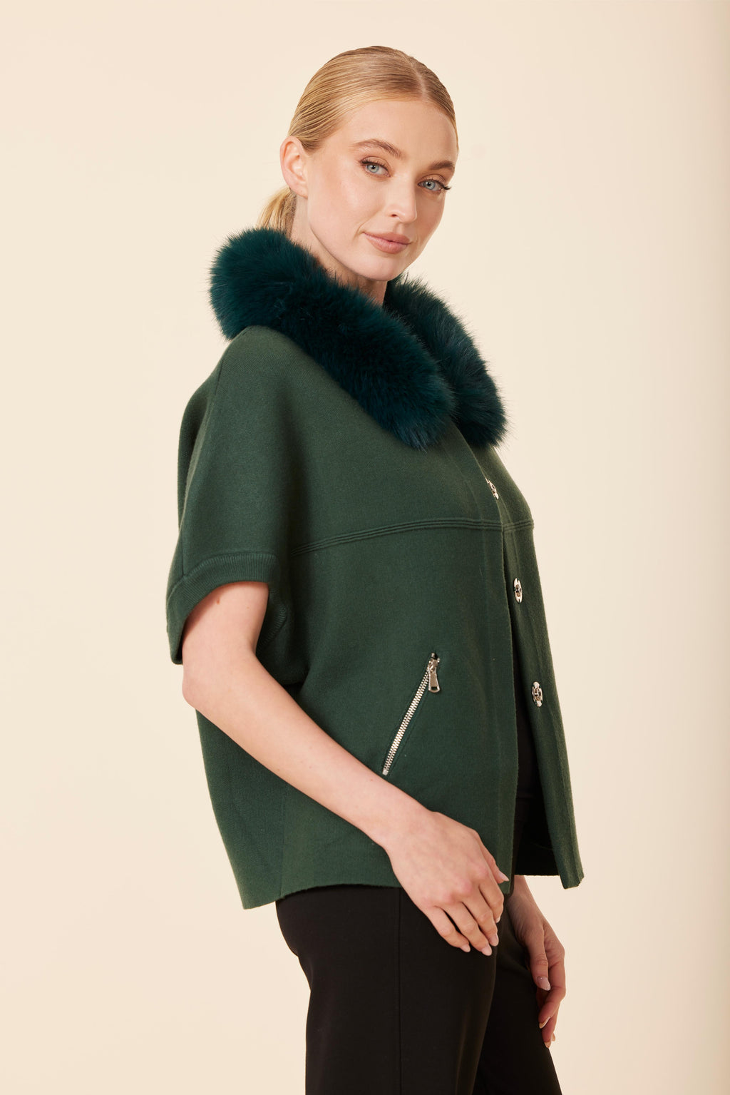 FW'25 Faux Fur Trimmed Cocoon Cardigan