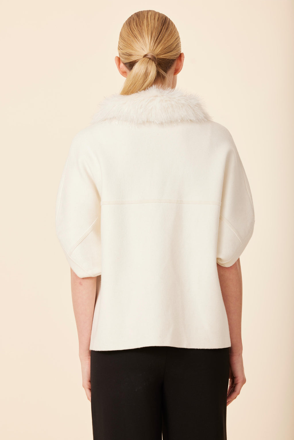 Metallic Faux Fur Trimmed Cocoon Cardigan