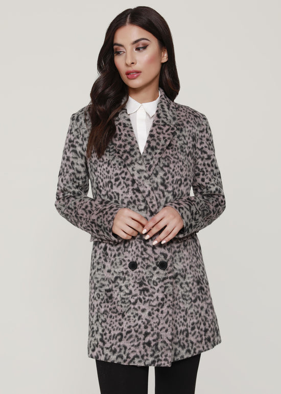 Double-Breasted Leopard Print Coat