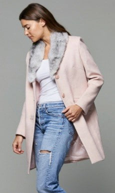 Wool Coat with Fur Collar