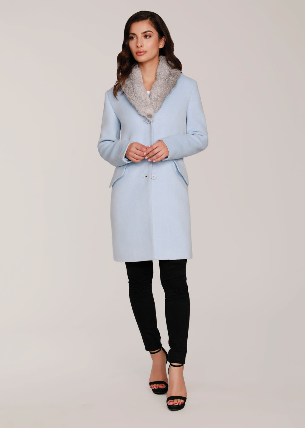 Wool Coat with Fur Collar