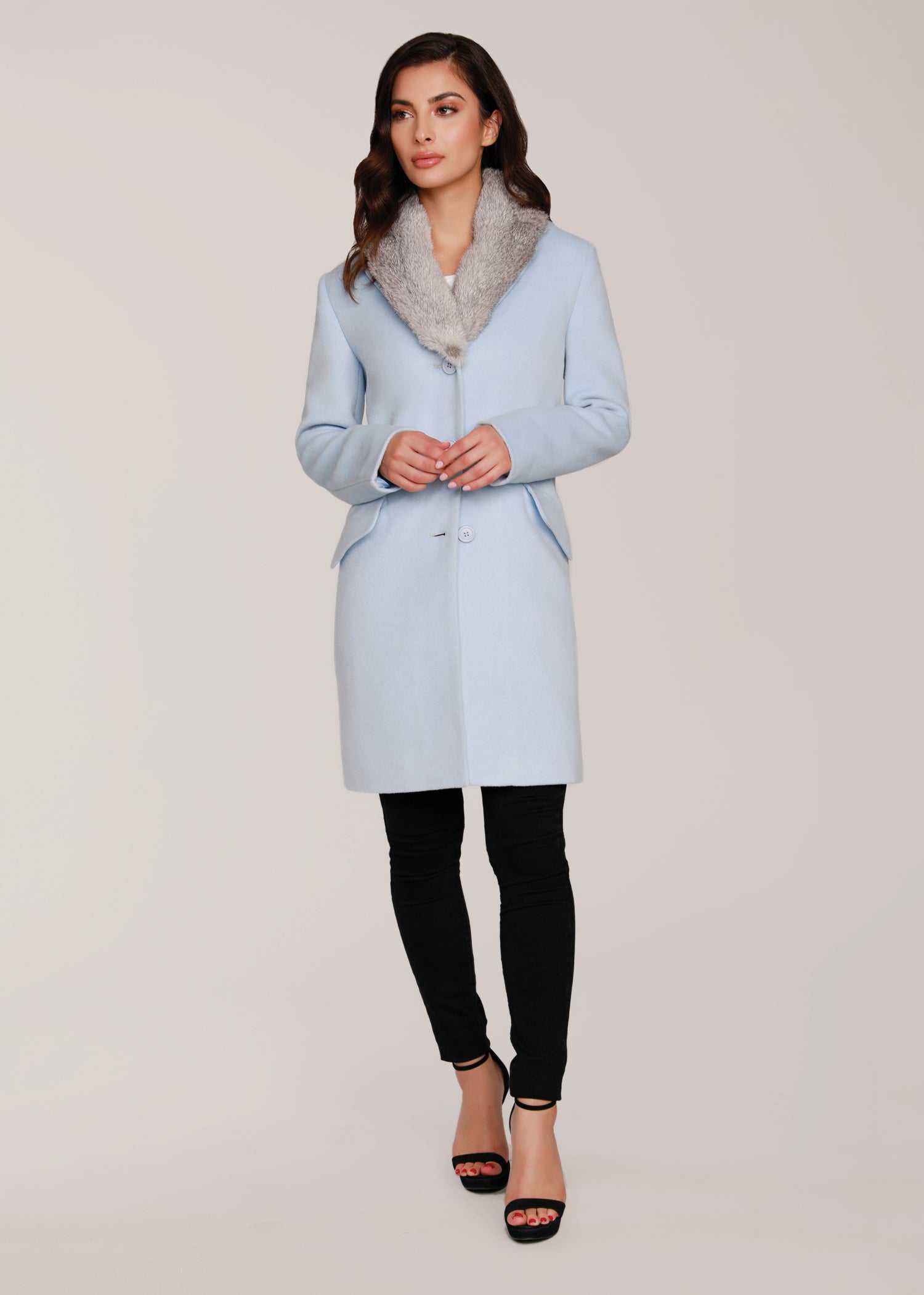 Wool Coat with Fur Collar
